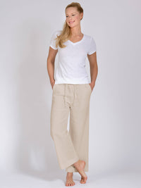 Yogahose - Christy beige mit Leinen - YOGISHOP