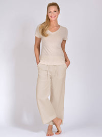 Yoga-Shirt - Celine beige mit Leinen - YOGISHOP