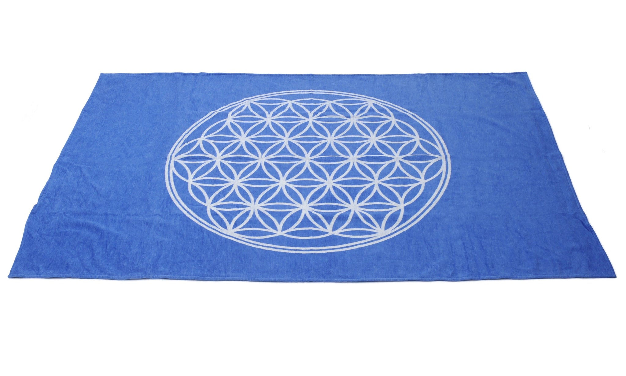 Baumwolldecke Blume des Lebens - blau - YOGISHOP