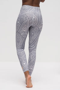 Yoga-Leggings Ganga 7/8 - mandala grey - YOGISHOP