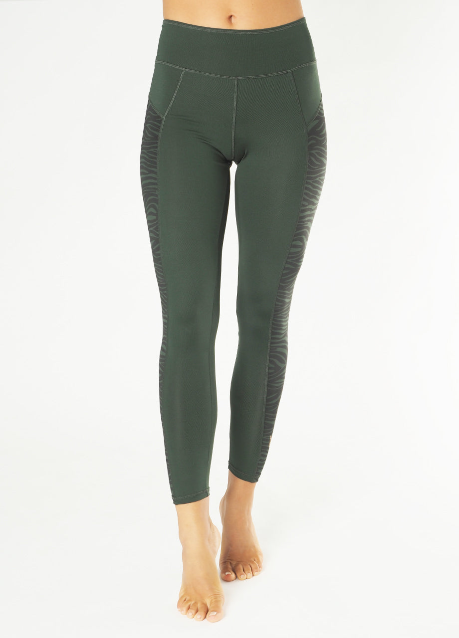 Yoga-Leggings Anisha - deep jade/zebra - YOGISHOP