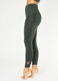 Yoga-Leggings Anisha - deep jade/zebra - YOGISHOP