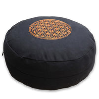 2. Wahl Meditationskissen - rund - black - Blume des Lebens - YOGISHOP