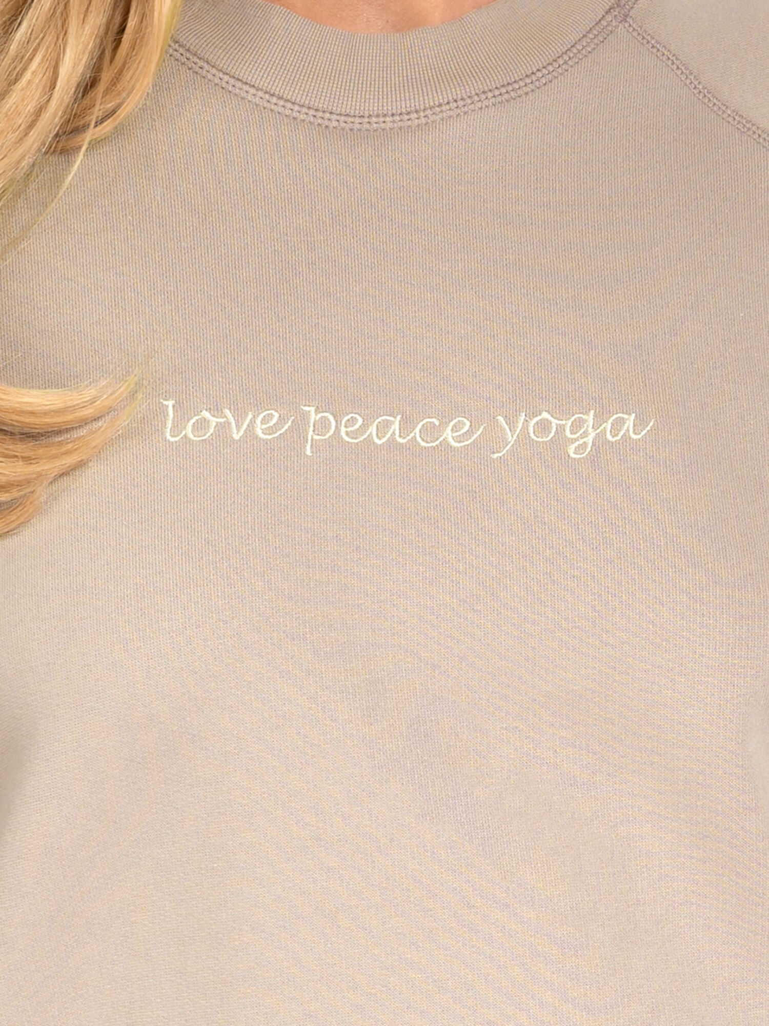 Sweater Bella - Taupe mit Love Peace Yoga - YOGISHOP