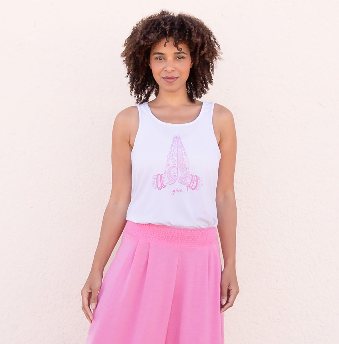 Yoga-Top Alaska -  white-pink - YOGISHOP