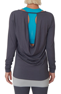 Yoga-Top "Open Back" - pebble - YOGISHOP