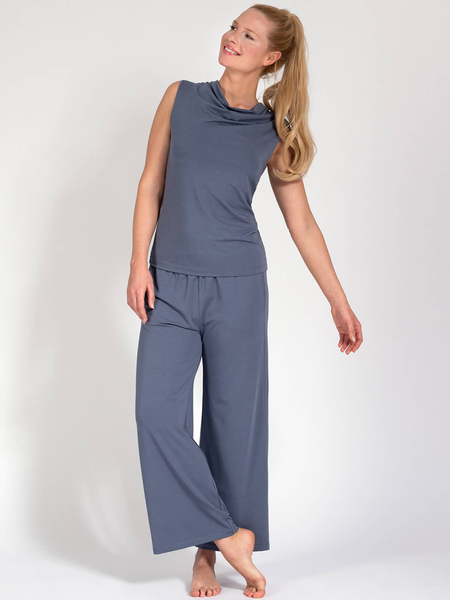 Yogahose Naomi - Blue Grey, aus Naturmaterial - YOGISHOP