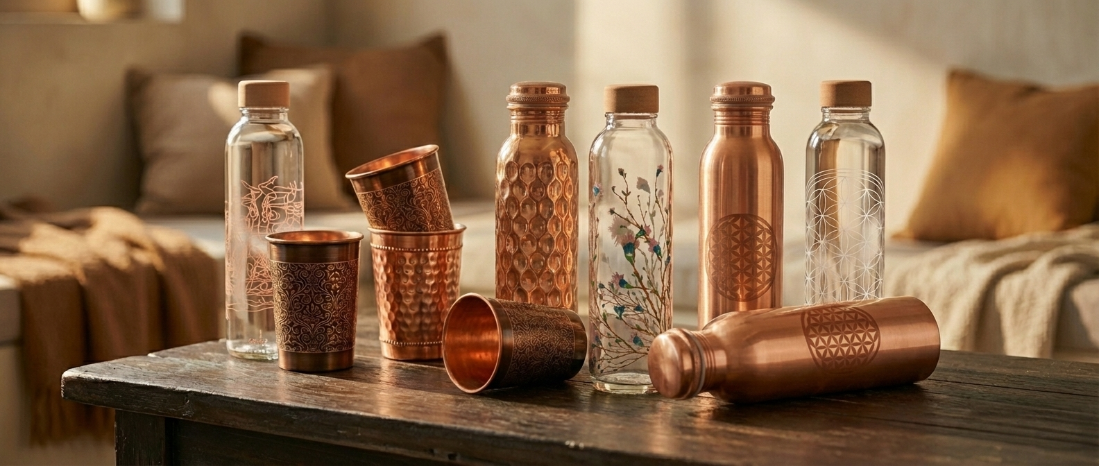 Trinkflaschen, Kupferflaschen und Kupferbecher - YOGISTAR©