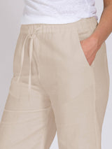 Yogahose - Christy beige mit Leinen - YOGISHOP