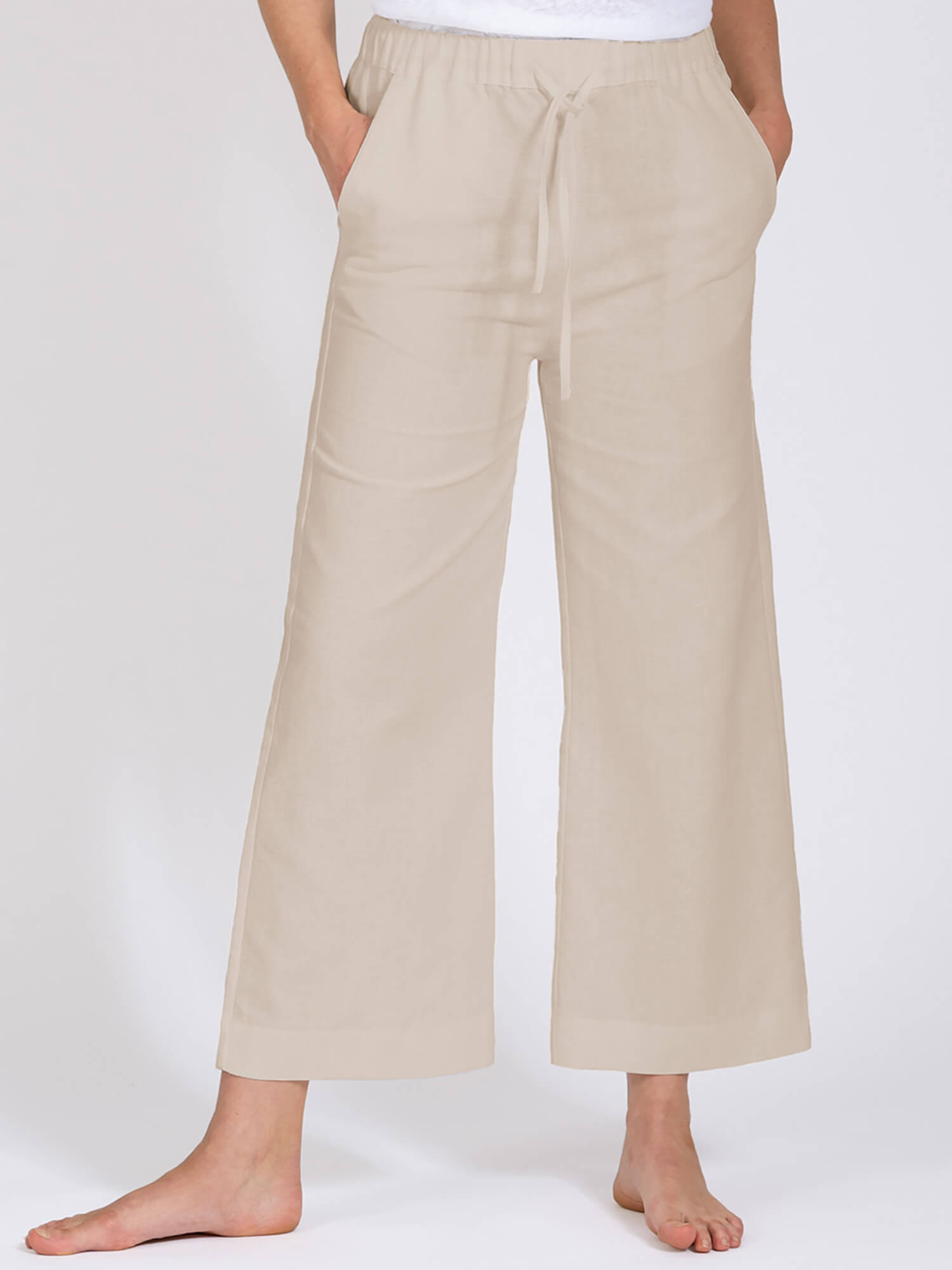 Yogahose - Christy beige mit Leinen - YOGISTAR