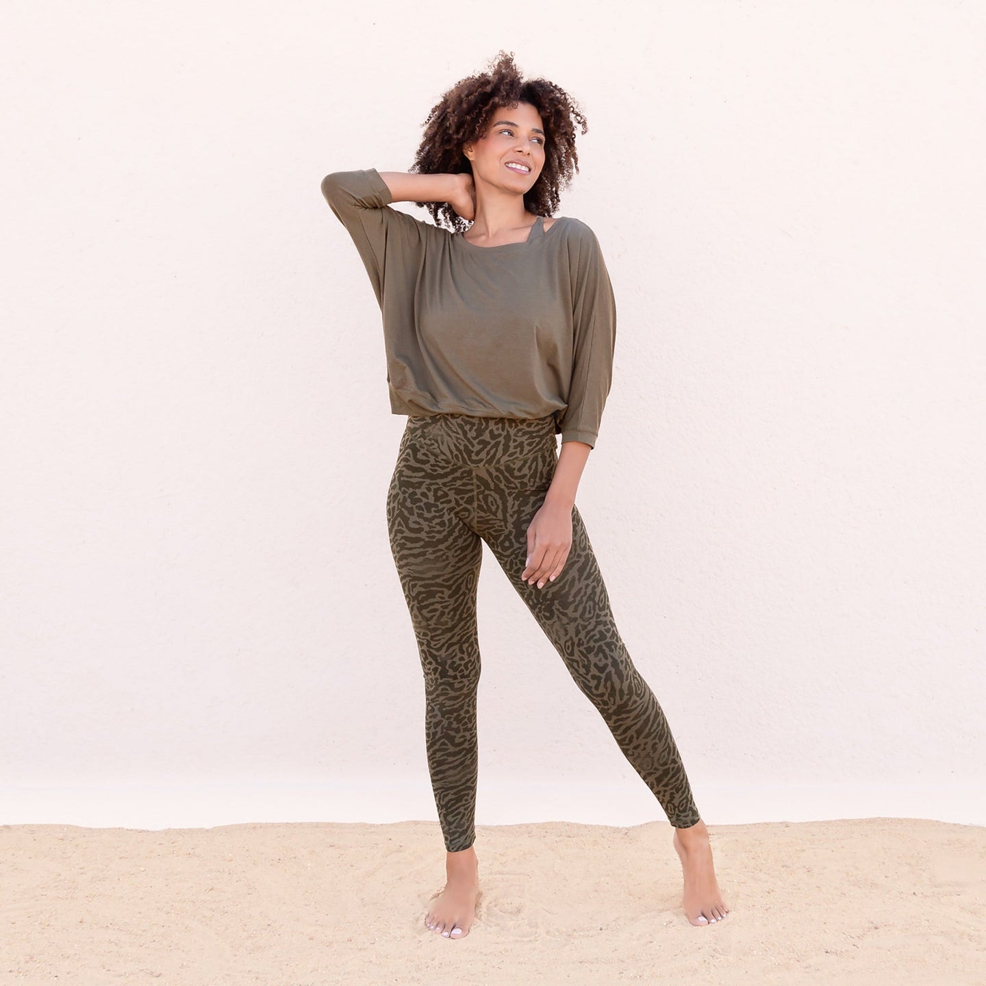 Yoga shirt 3/4 Frida olive - Onesize