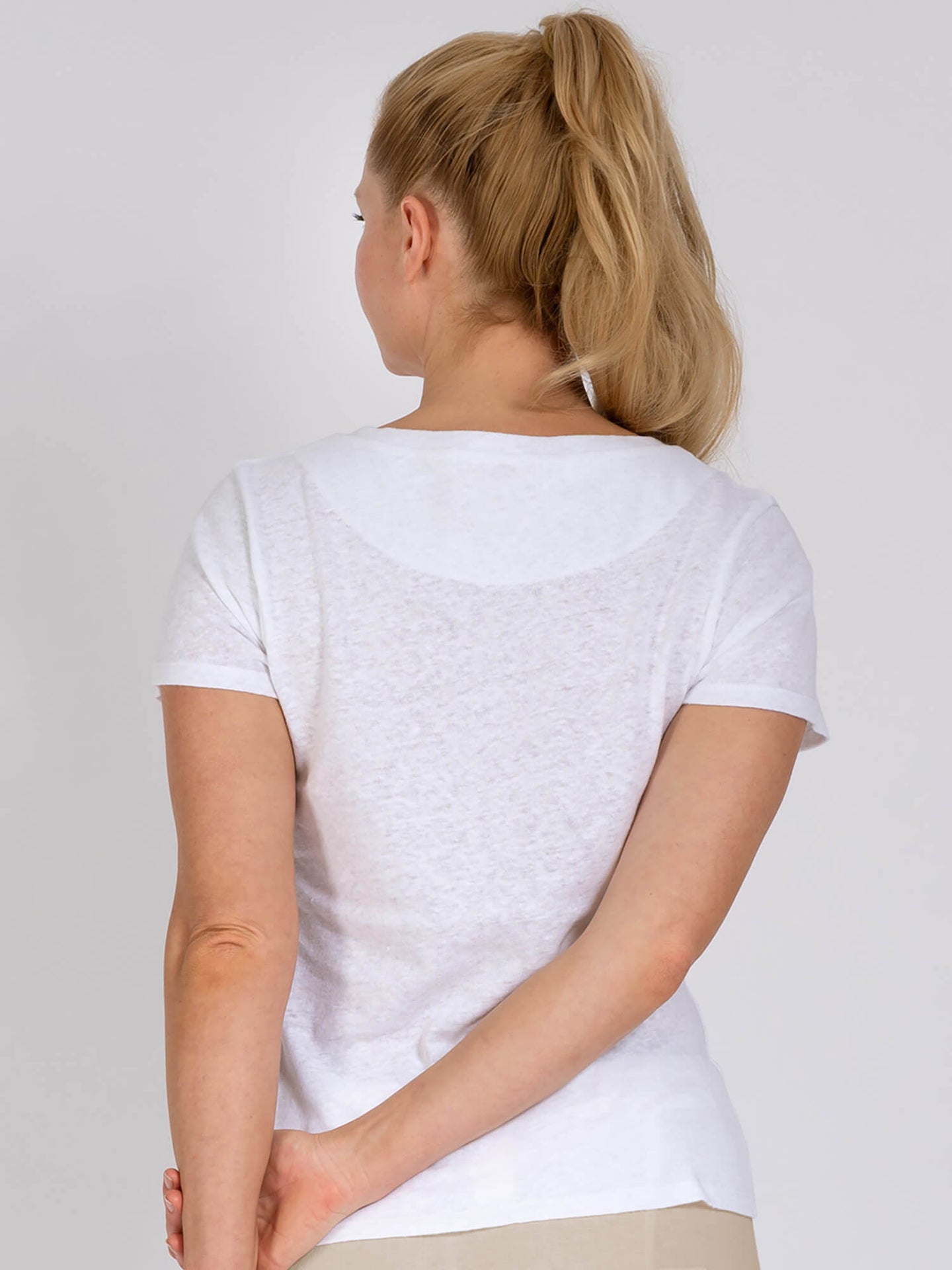 Yoga-Shirt - Celine weiß mit Leinen - YOGISHOP