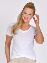 Yoga-Shirt - Celine weiß mit Leinen - YOGISHOP