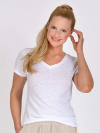 Yoga-Shirt - Celine weiß mit Leinen - YOGISHOP