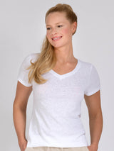 Yoga-Shirt - Celine weiß mit Leinen - YOGISHOP