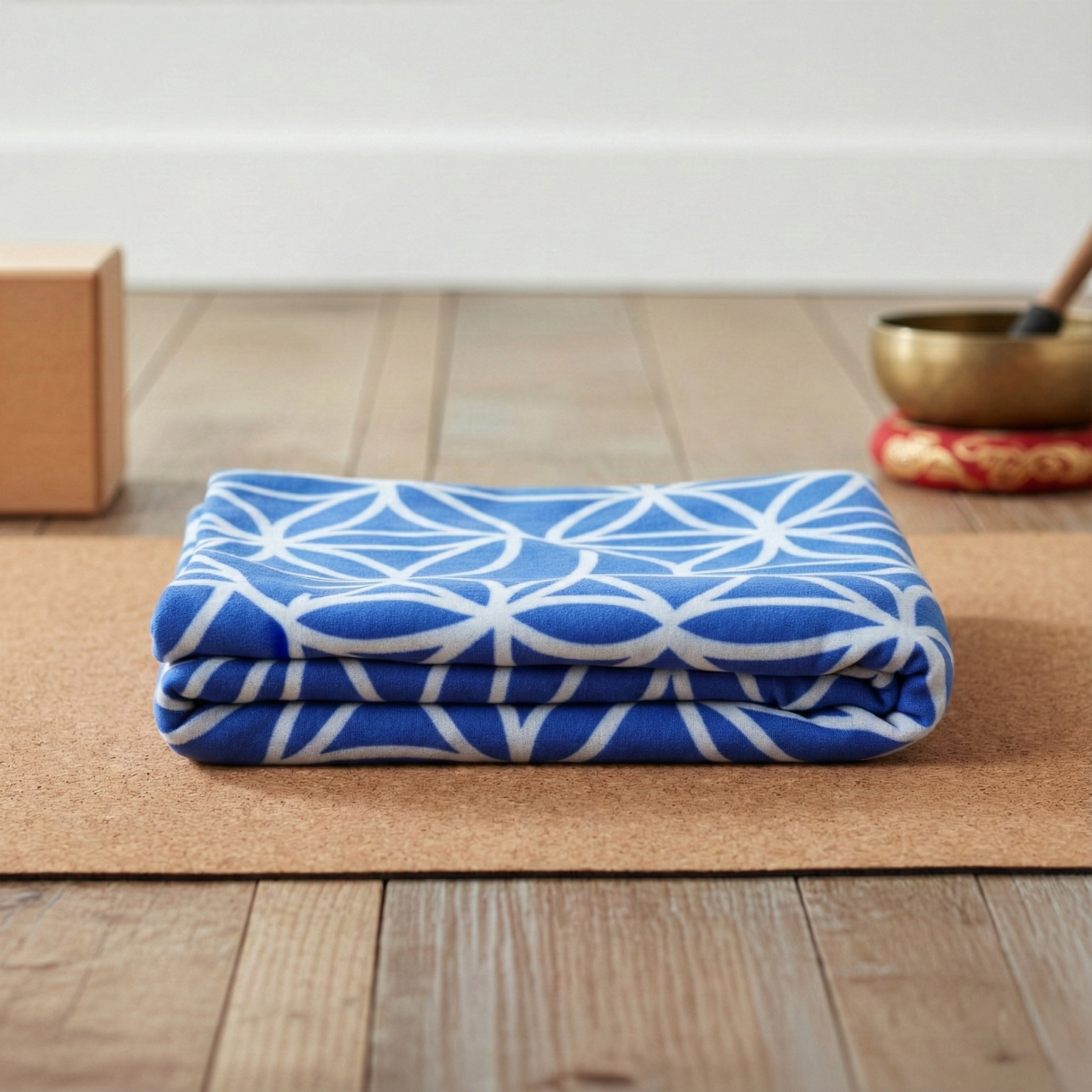 Cotton blanket flower of life - blue