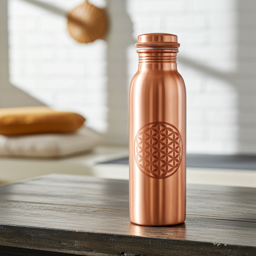 Kupferflasche Blume des Lebens, 0,75 l - YOGISHOP
