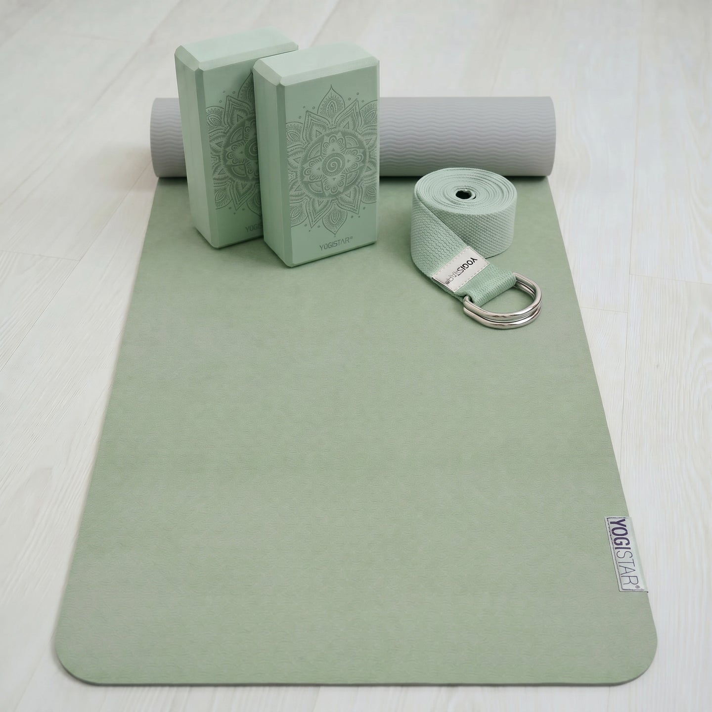 Yoga-Set Pro Edition - velvet mint (Yogamatte + 2 Yogablöcke + 1 Gurt) - YOGISTAR