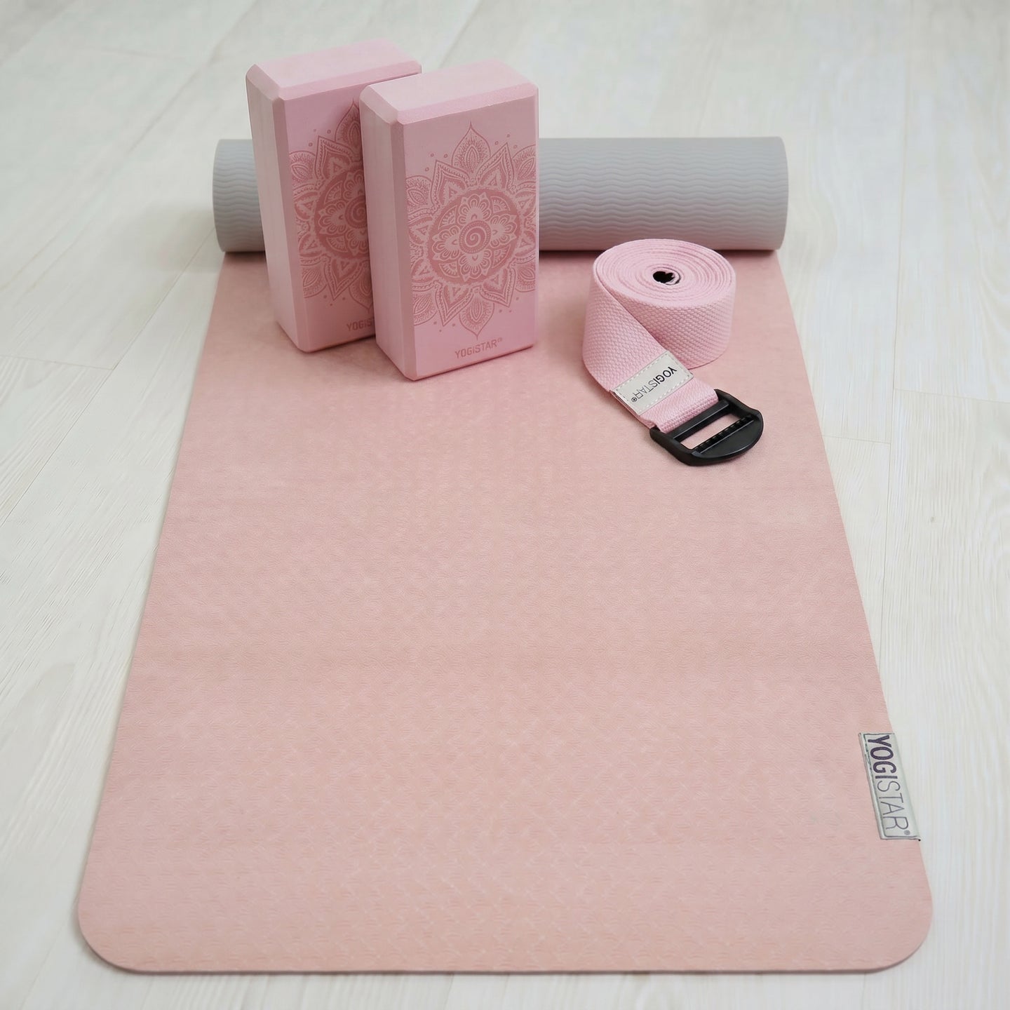 Yoga-Set Pro Edition - velvet rose (Yogamatte + 2 Yogablöcke + 1 Gurt) - YOGISTAR