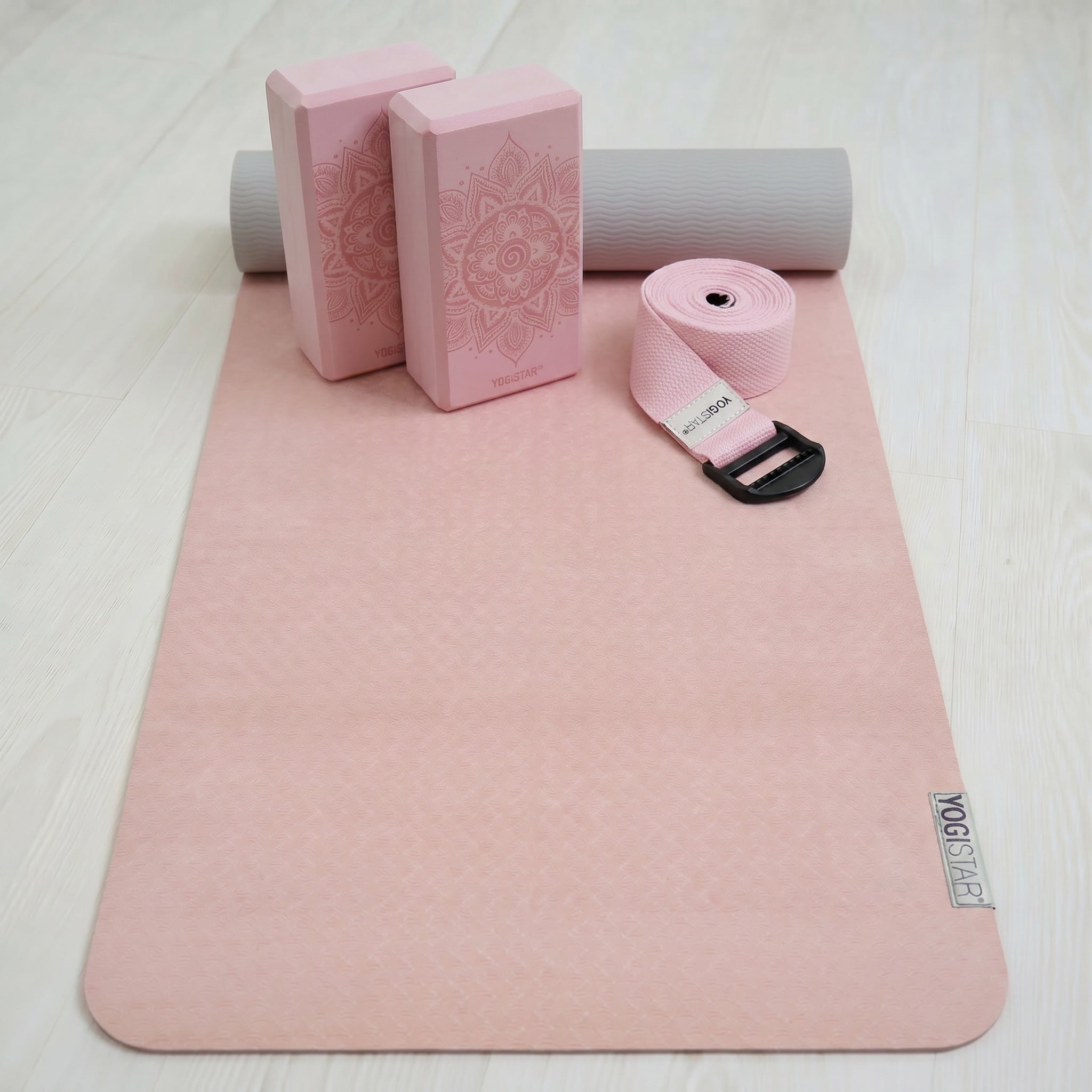 Yoga-Set Pro Edition - velvet rose (Yogamatte + 2 Yogablöcke + 1 Gurt) - YOGISTAR
