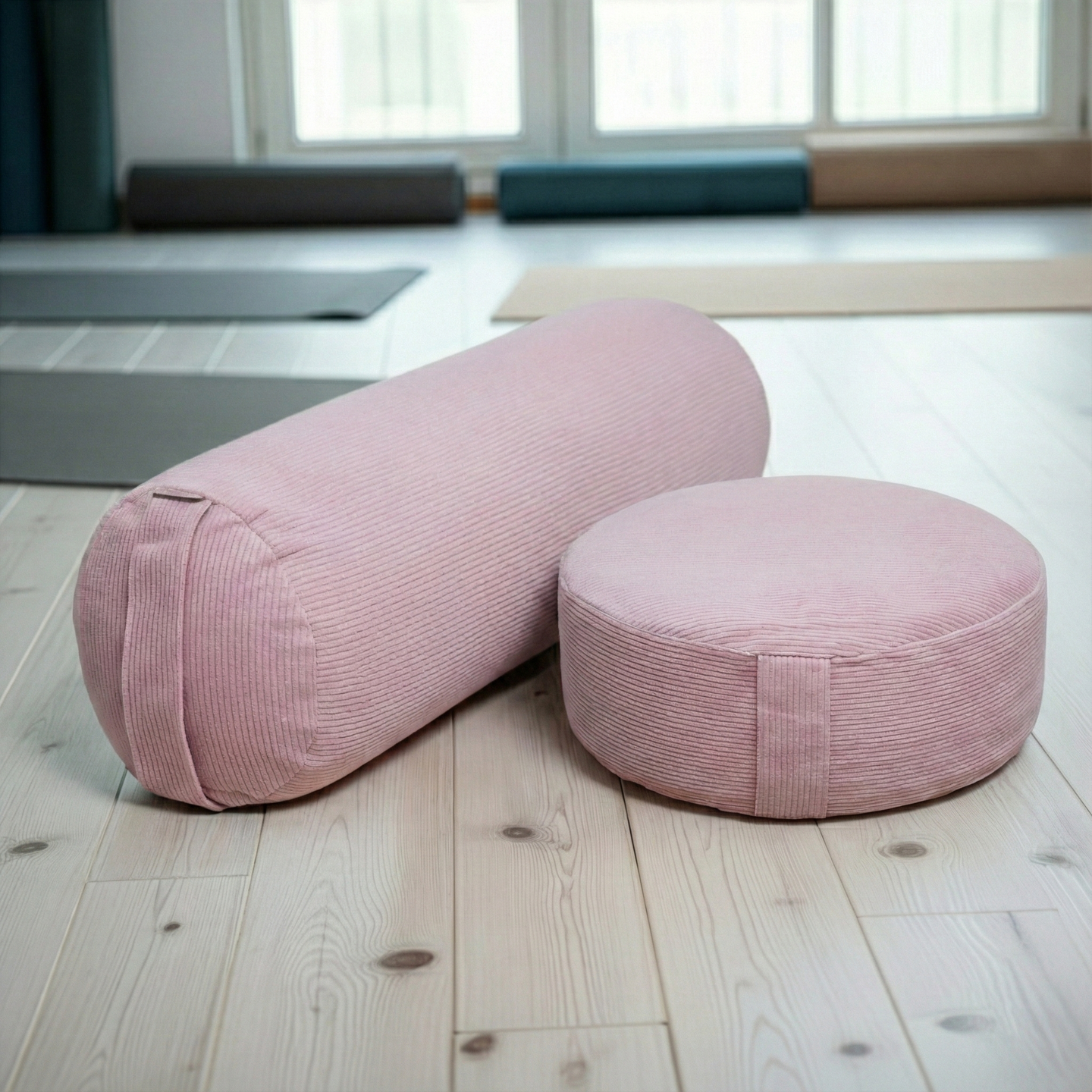 Velvet yoga set (meditation cushion corduroy + yoga bolster Yin corduroy)