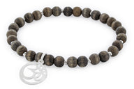 Armband Vintage Wood "OM" - Grau - YOGISHOP