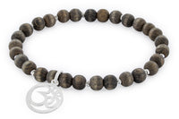 Armband Vintage Wood "OM" - Grau - YOGISHOP
