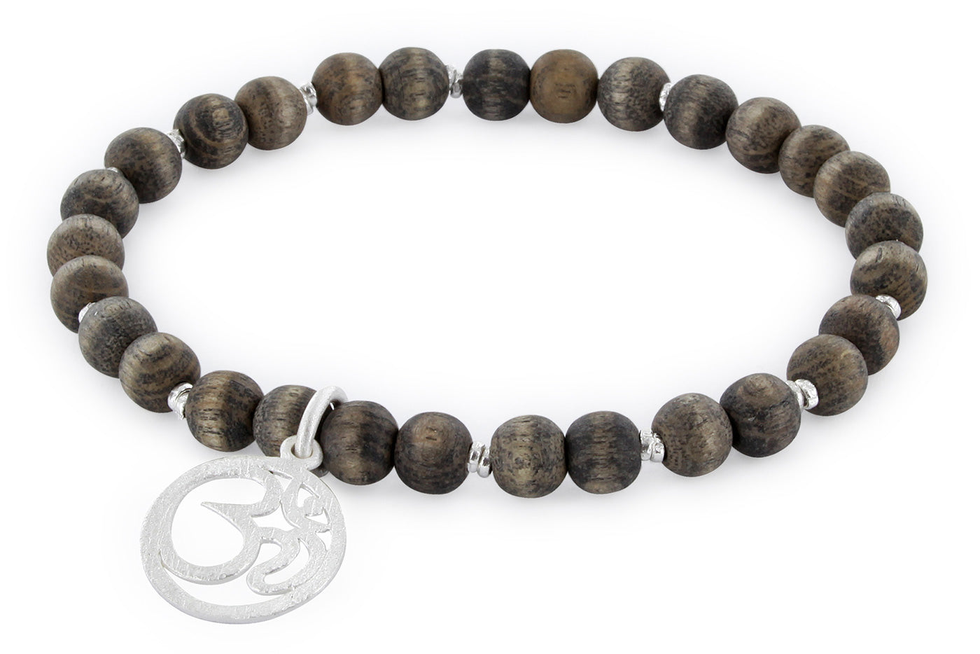 Armband Vintage Wood "OM" - Grau - YOGISHOP