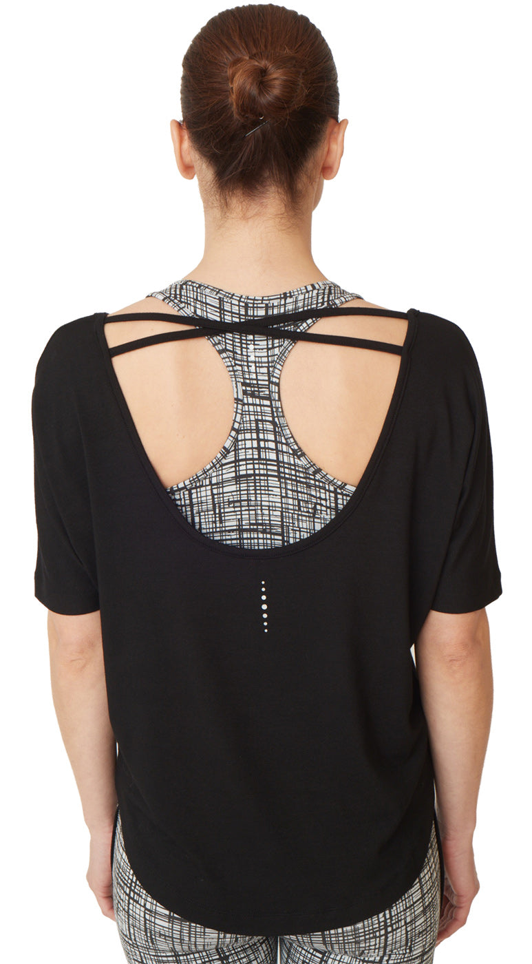 Yoga-T-Shirt "criss cross" - jet black - YOGISHOP