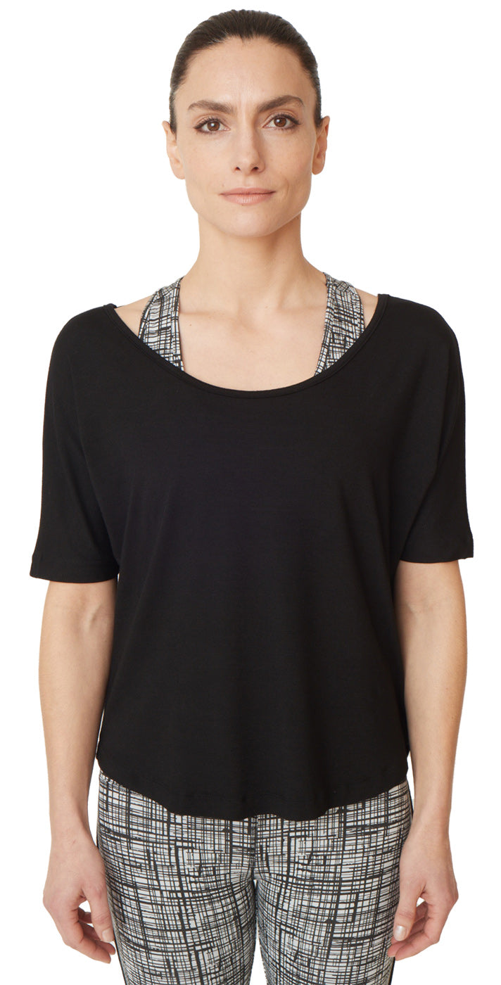 Yoga-T-Shirt "criss cross" - jet black - YOGISHOP