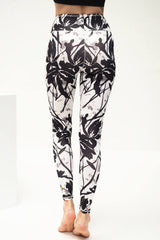 Yoga-Leggings Ganga 7/8 - flower black white - YOGISHOP