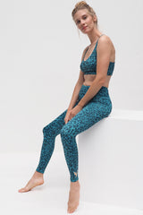 Yoga-Leggings Ganga 7/8 - leo turquoise - YOGISHOP
