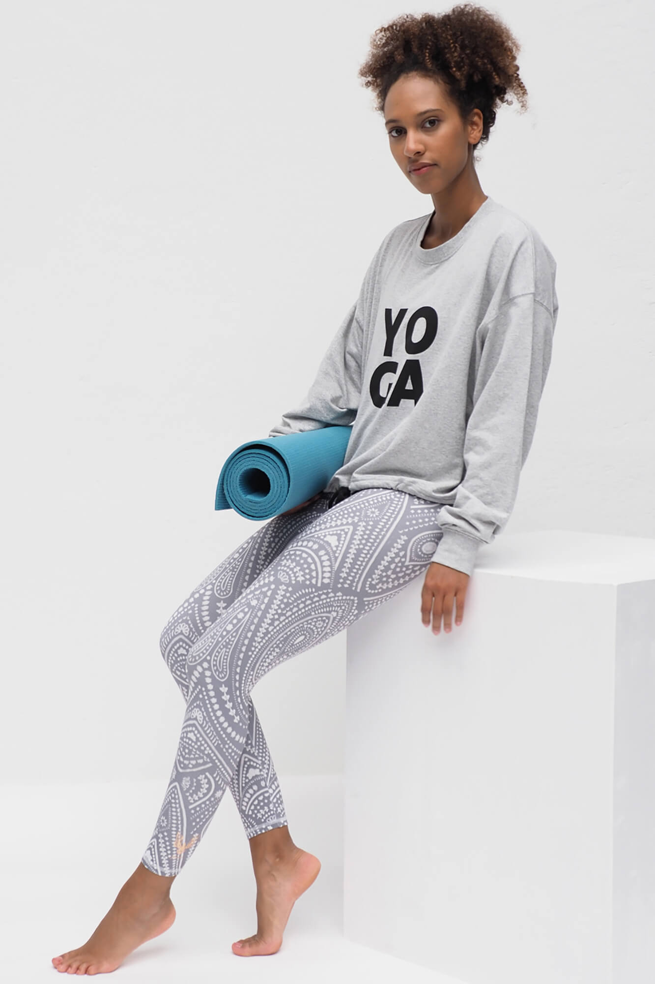 Yoga-Leggings Ganga 7/8 - mandala grey - YOGISHOP