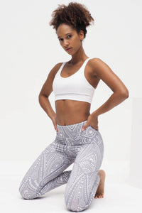 Yoga-Leggings Ganga 7/8 - mandala grey - YOGISHOP