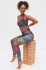 Yoga-Leggings Ganga 7/8 zebra - rainbow - YOGISHOP