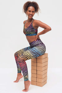 Yoga-Leggings Ganga 7/8 zebra - rainbow - YOGISHOP