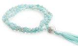 Mala-Kette aus Amazonit matt (Malamünze silber 925) - YOGISHOP