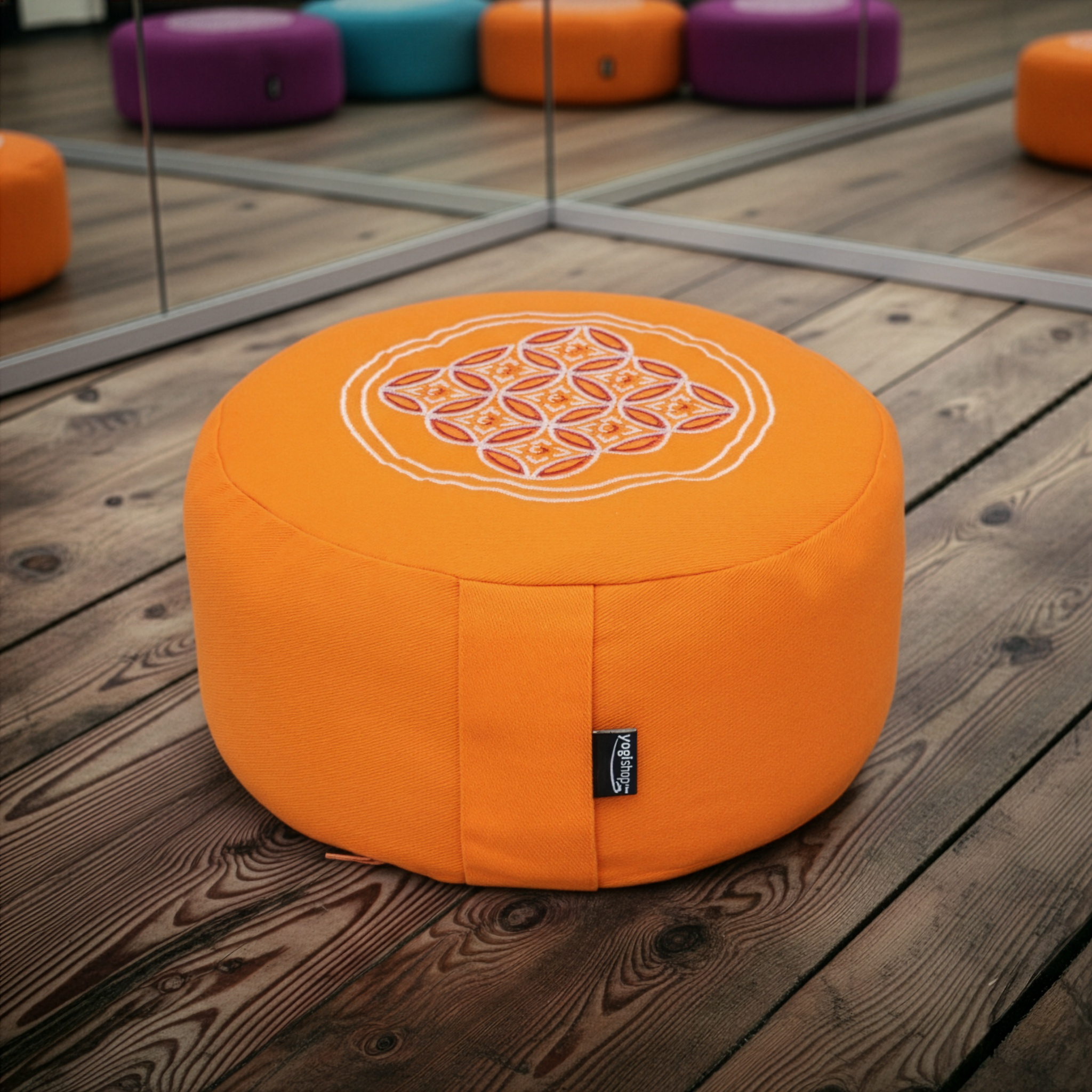 Meditatiekussen rond - vintage - katoen - ø 30cm x 15cm