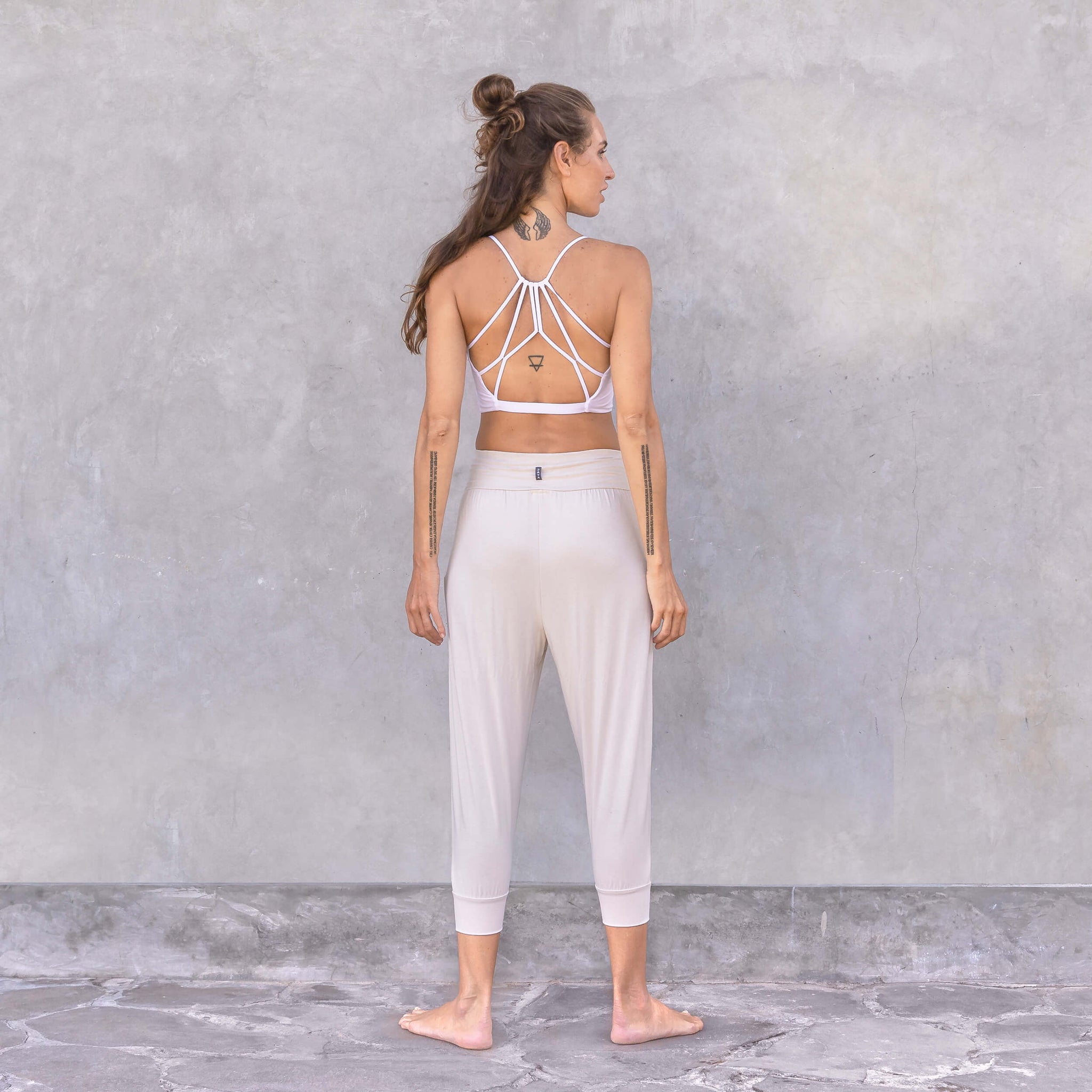 3/4 Yoga-Pants flora - creme - YOGISHOP