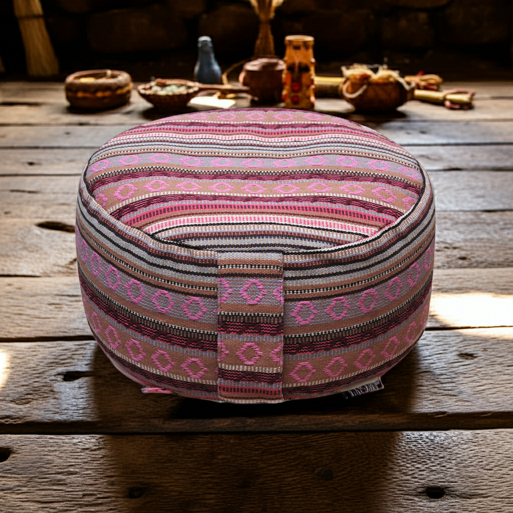 Meditationskissen - rund - ethnic - organic cotton - YOGISHOP