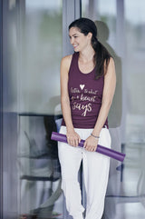 Yoga-Racerback-Top „listen to...“ - berry/copper - YOGISHOP