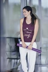 Yoga-Racerback-Top „listen to...“ - berry/copper - YOGISHOP