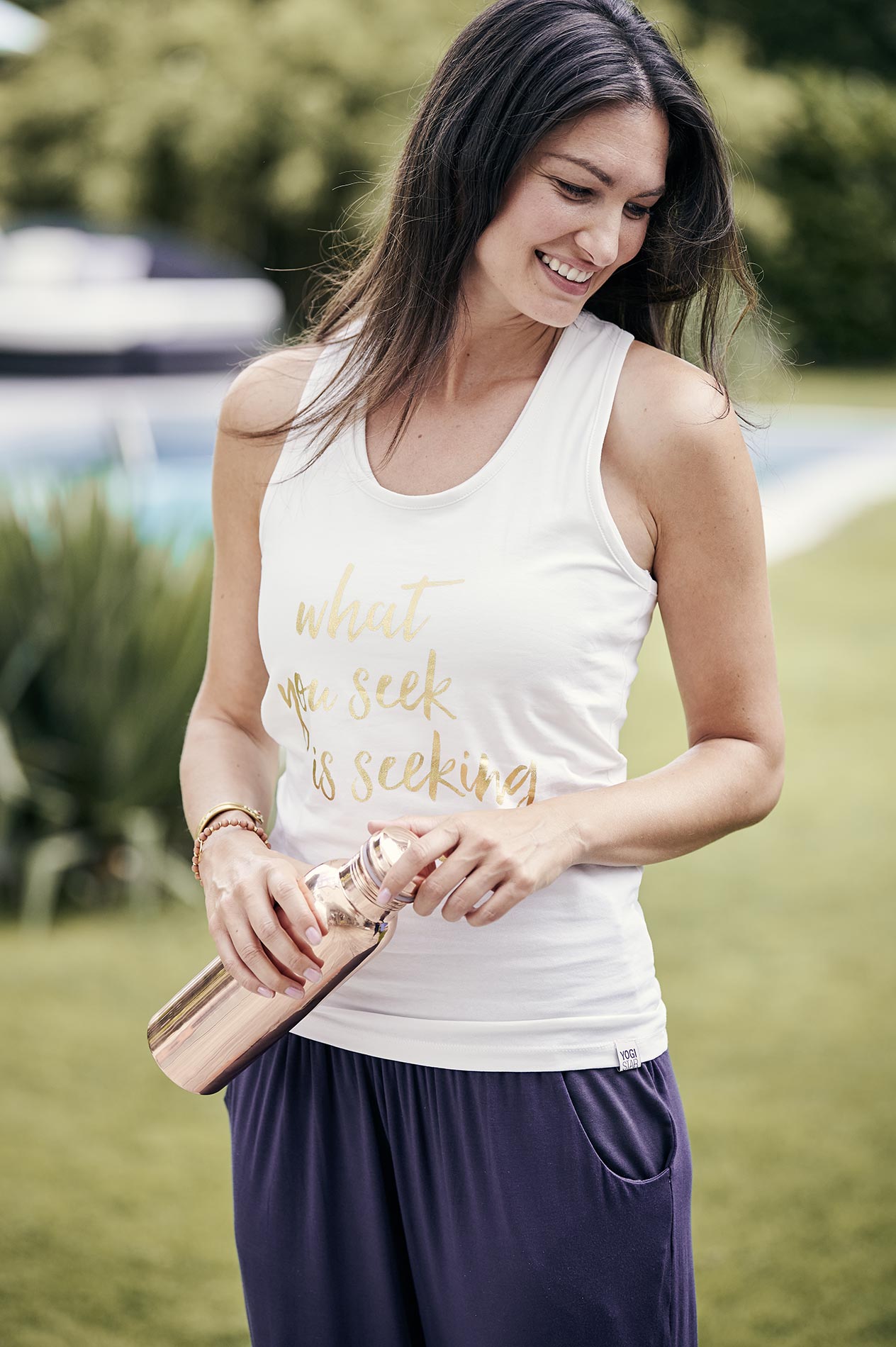 Yoga-Racerback-Top „what you seek...“ - ivory/gold