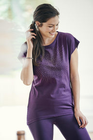 Yoga-T-Shirt Batwing „sunray“ - berry/copper - YOGISHOP