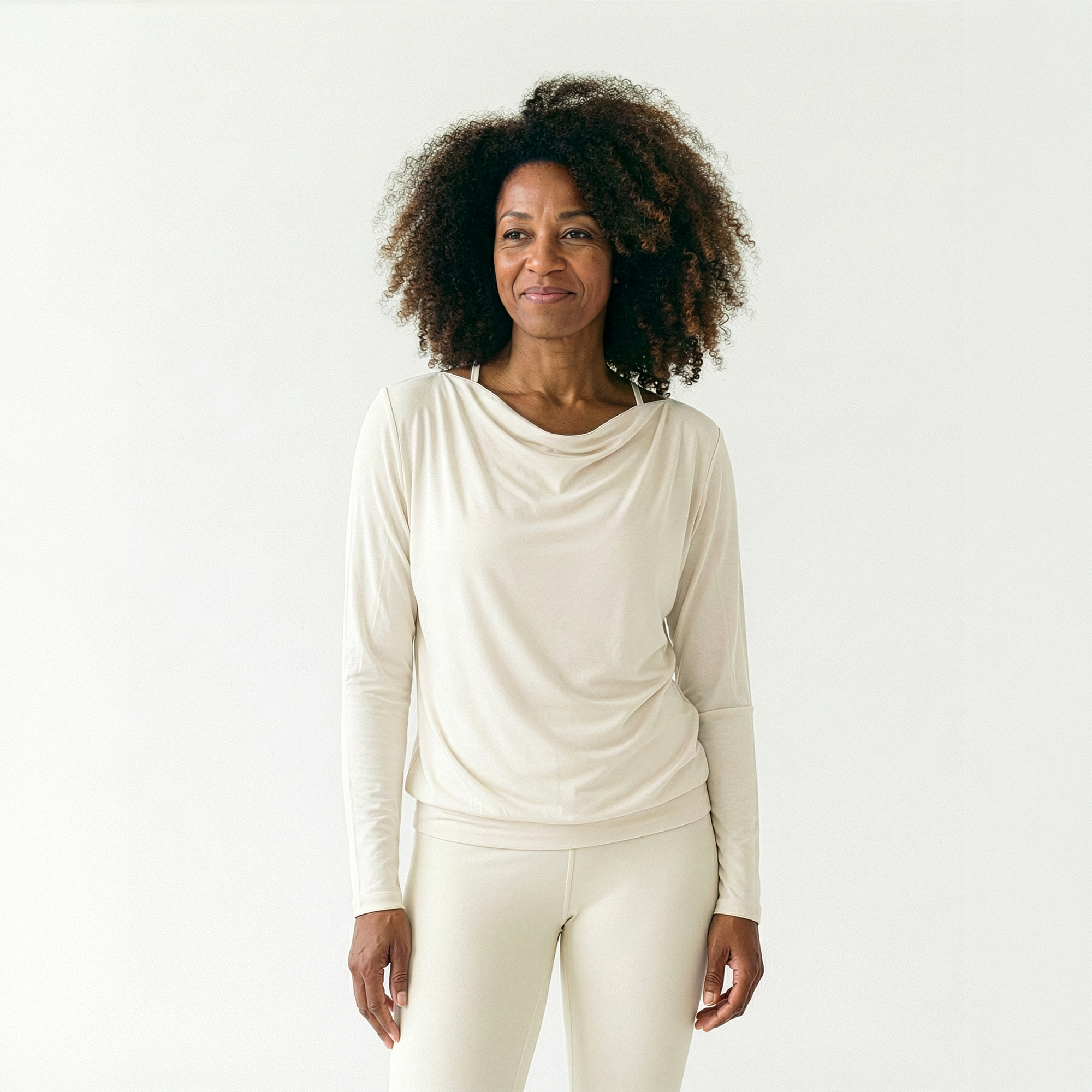Yoga-Longsleeve fluido shakti "ala" - avorio