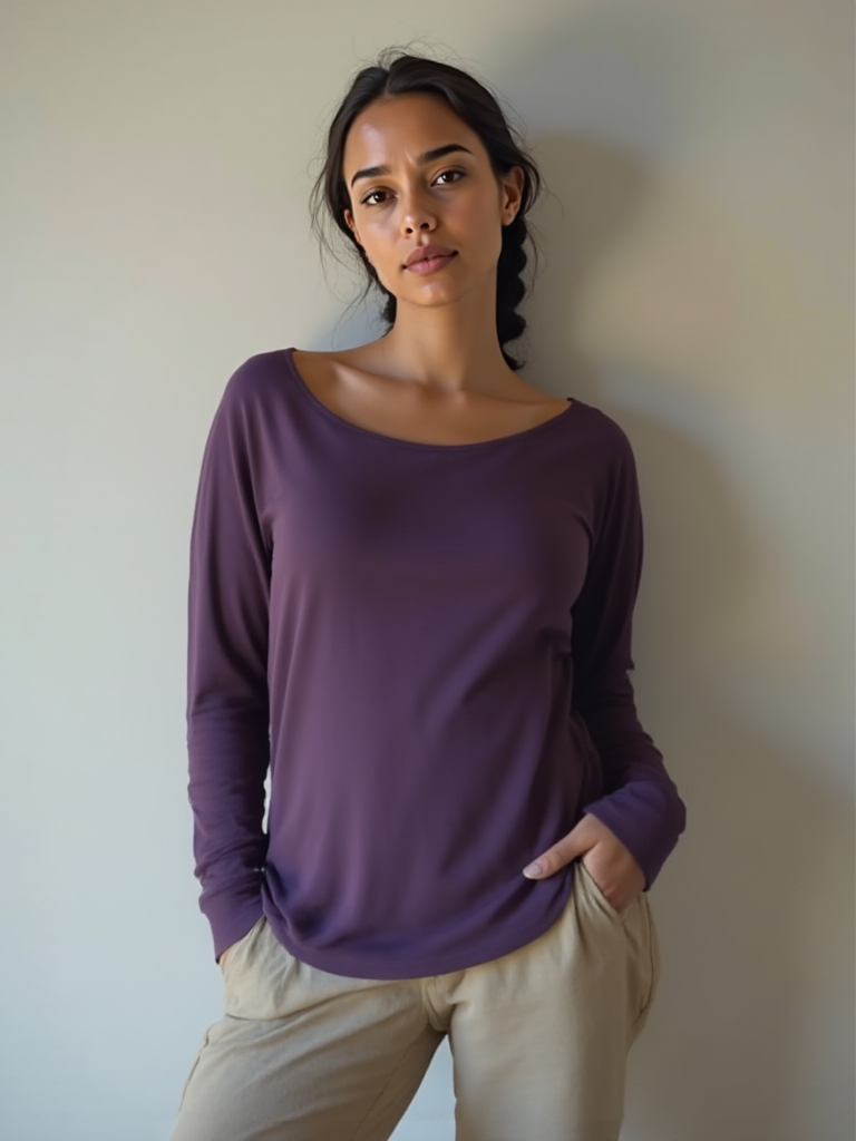 Yoga-Longsleeve "rheia" - velvet plum