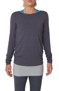 Yoga-Top "Open Back" - pebble - YOGISHOP