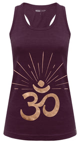 Yoga-Racerback-Top „OM sunray“ - berry/copper