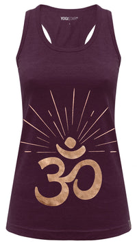 Yoga-Racerback-Top „OM sunray“ - berry/copper