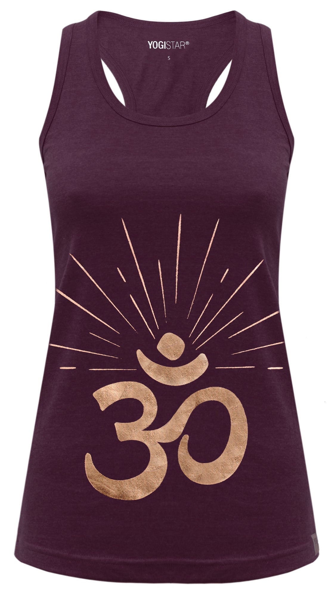 Yoga-Racerback-Top „OM sunray“ - berry/copper